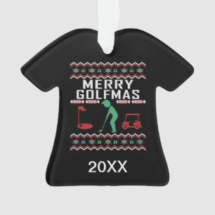 Personalised Golf Golfmas Ugly Christmas Sweater Ornament