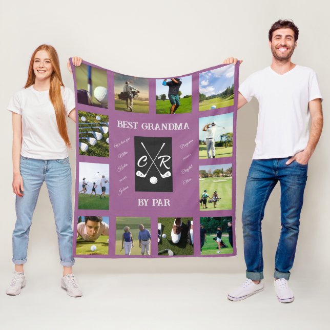 Personalised Golf Grandparent Dad Mum Photo Text Fleece Blanket (In Situ)