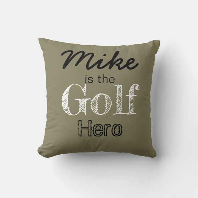 Personalised Golf Hero Throw Pillow (Front)