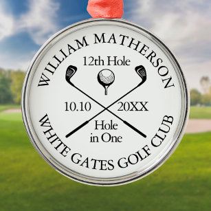 Personalised Golf Hole in One Award Metal Tree Decoration