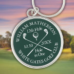 Personalised Golf Hole in One Emerald Green Key Ring<br><div class="desc">Personalise the name,  location hole number and date to create a great keepsake to celebrate that fantastic hole in one. Designed by Thisisnotme©</div>