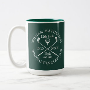 Personalised Golf Hole in One Emerald Green Two-Tone Coffee Mug