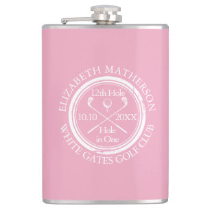 Personalised Golf Hole in One Feminine Pink Hip Flask