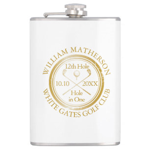 Personalised Golf Hole in One Gold Hip Flask