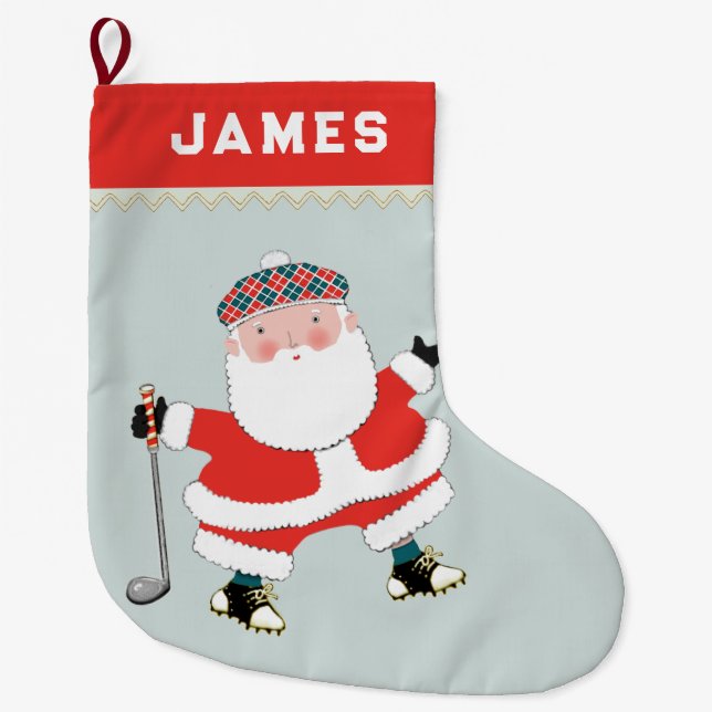 Personalised Golf Large Christmas Stocking (Front)