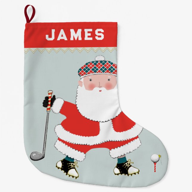 Personalised Golf Large Christmas Stocking (Front)