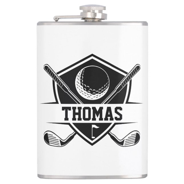 Personalised Golf Lover Hip Flask (Front)