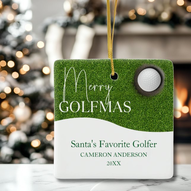 Personalised Golf lover Merry Christmas Photo Ceramic Ornament (Creator Uploaded)