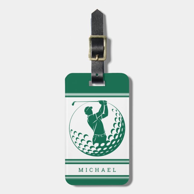 Personalised Golf  Luggage Tag (Front Vertical)