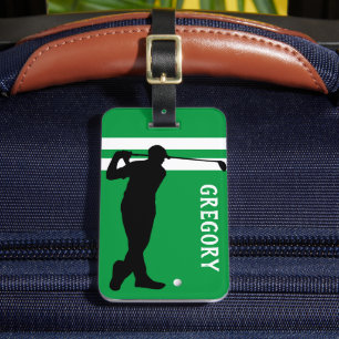 Personalised Golf Mad   Golfer Green Travel Luggage Tag