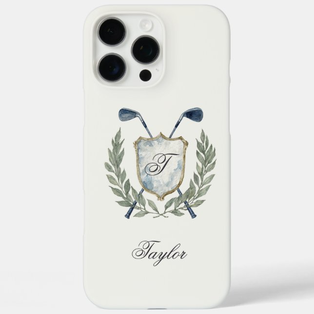 Personalised Golf Monogram Crest Elegant Case-Mate iPhone Case (Back)