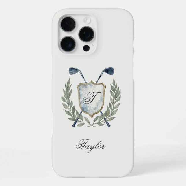 Personalised Golf Monogram Crest Elegant iPhone Case (Back)