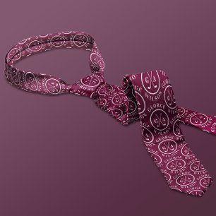 Personalised Golf Monogram Name Burgundy Golf Ball Tie