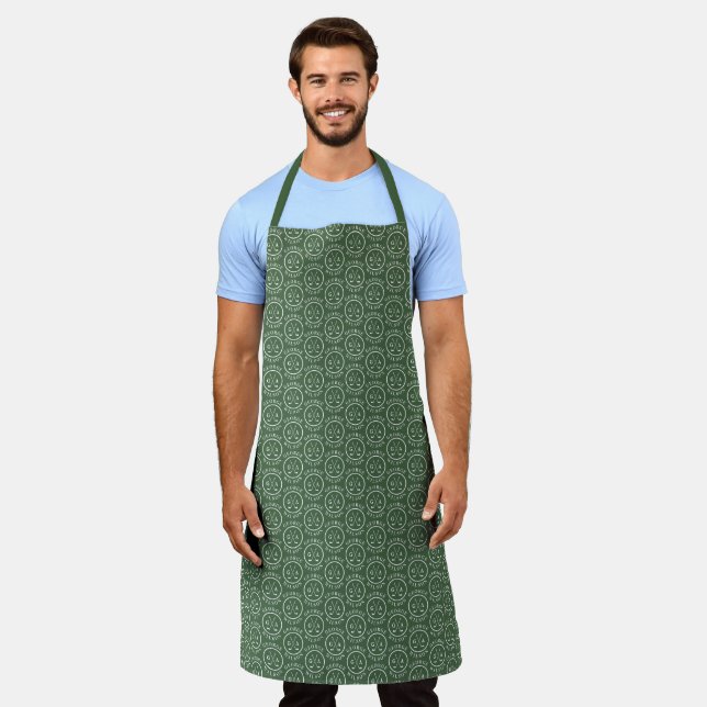 Personalised Golf Monogram Name Green Golf Ball Apron (Worn)