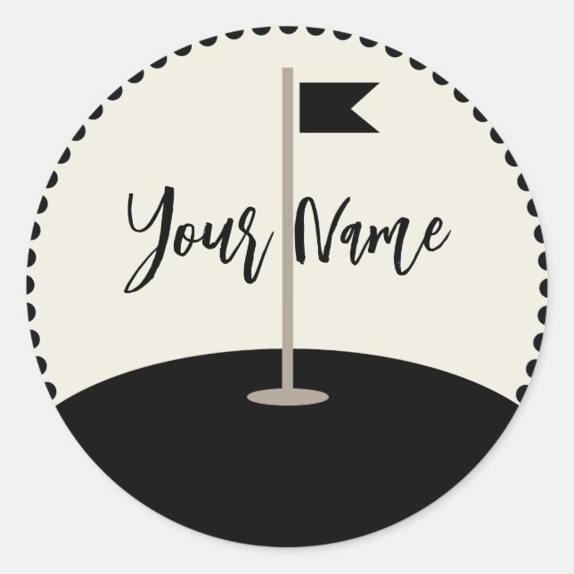 Personalised Golf Name Classic Round Sticker (Front)