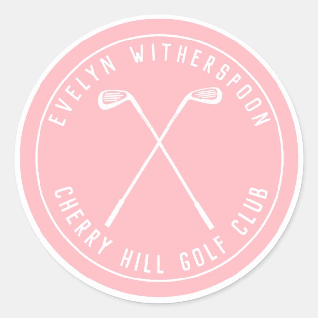 Personalised golf pink Keychain Classic Round Sticker (Front)