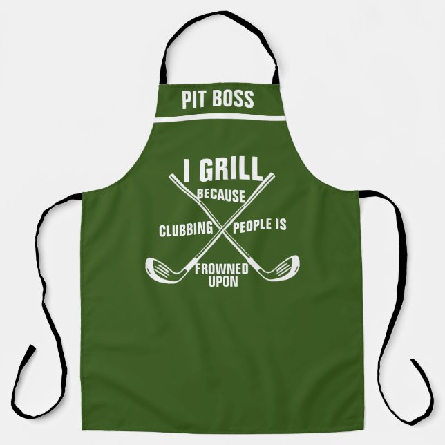 Personalised Golf Pun Aprons, Funny Grill BBQ Chef Apron (Front)