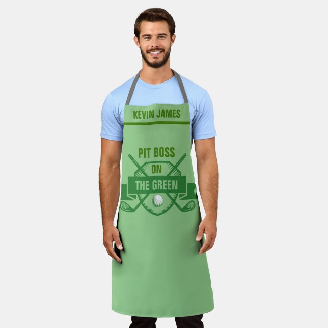 Personalised Golf Pun Grill BBQ Pit Boss Chef Apron (Worn)