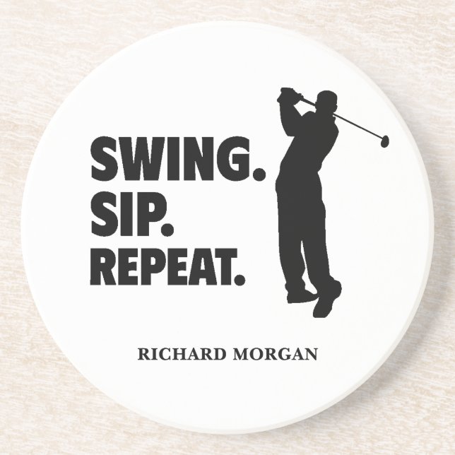 Personalised Golf Swing Sip Repeat Coaster (Front)