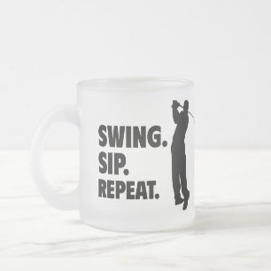Personalised Golf Swing Sip Repeat Frosted Glass Coffee Mug