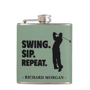 Personalised Golf Swing Sip Repeat Hip Flask