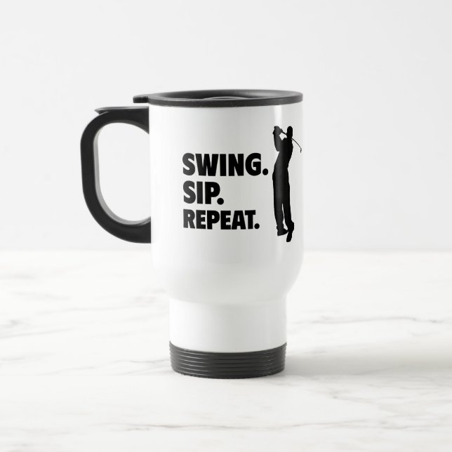 Personalised Golf Swing Sip Repeat Travel Mug (Left)