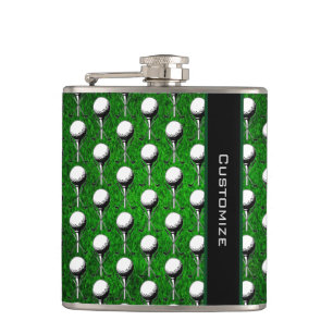 Personalised Golf Tee Grass Green Hip Flask