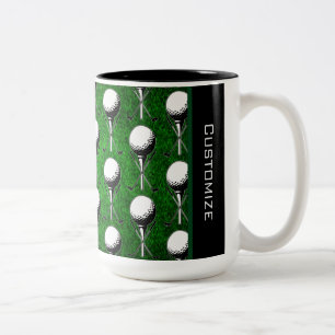 Personalised Golf Tee Grass Green Two-Tone Coffee Mug