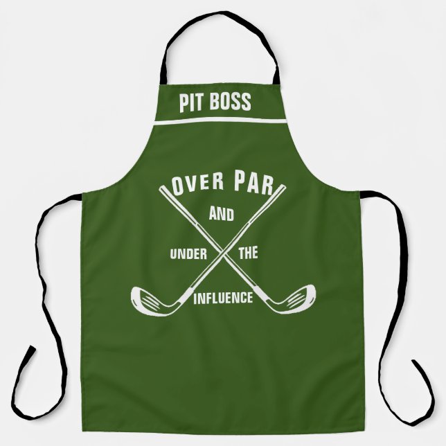 Personalised Golf Theme Apron, Funny Over Par Chef Apron (Front)
