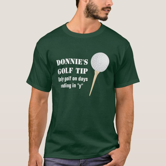 Personalised Golf Tip Golfer Green T-Shirt (Front)