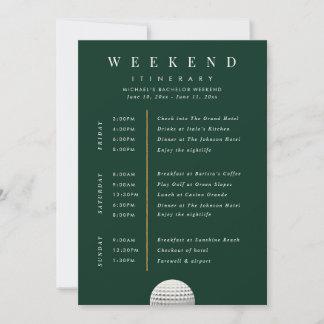 Personalised Golf Weekend Itinerary Card
