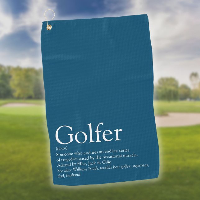 Personalised Golfer Definition Modern Blue Golf Towel (Personalized Golfer Definition Modern Blue Golf Towel)