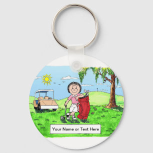 Personalised Golfer - Female Cartoon Key Ring