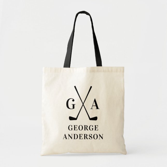 Personalised Golfer Gift Custom Name & Initials  Tote Bag (Front)