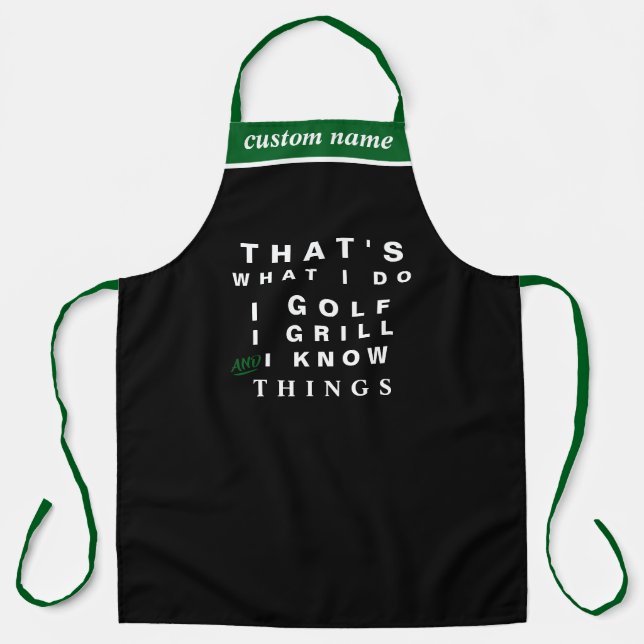 Personalised Golfer Grill BBQ Chef Mens Womens Apron (Front)