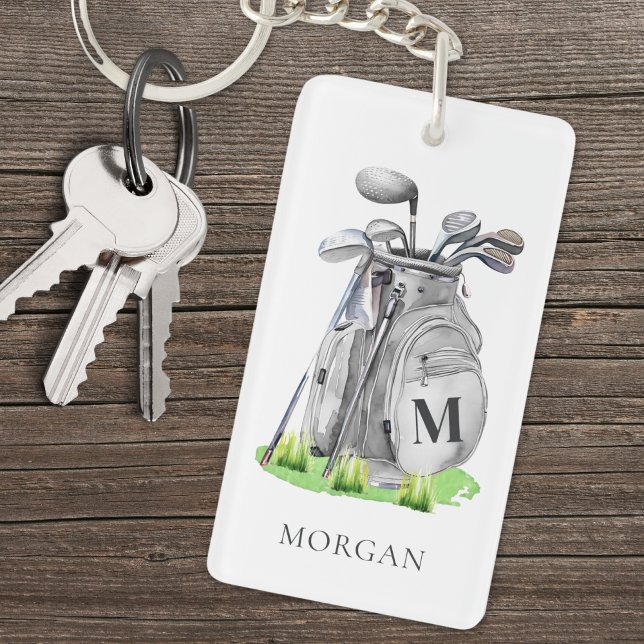 Personalised Golfer Monogram Key Ring (Personalized Golfer Monogram Keychain)