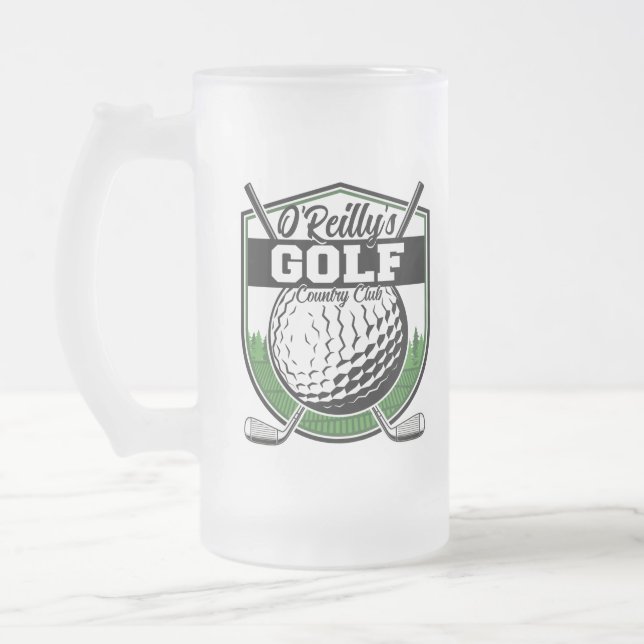 Personalised Golfer Player Pro Golf Country Club  Frosted Glass Beer Mug (Left)