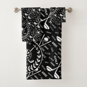 Personalised golfer stylish golf logo bath towel set