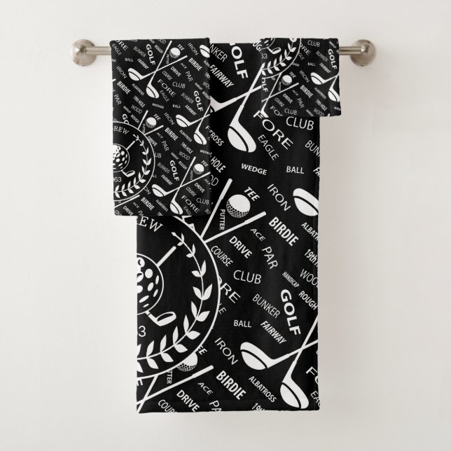 Personalised golfer stylish golf logo bath towel set (Insitu)
