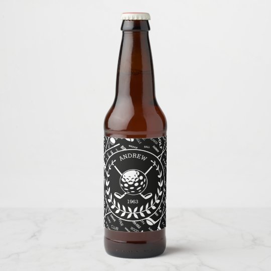 Personalised golfer stylish golf logo beer bottle label Zazzle.co.uk