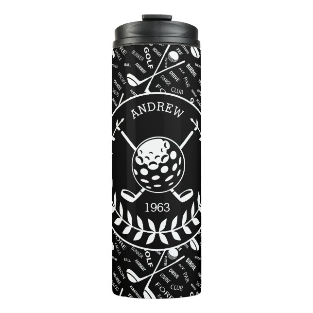 Personalised golfer stylish golf logo thermal tumbler (Front)