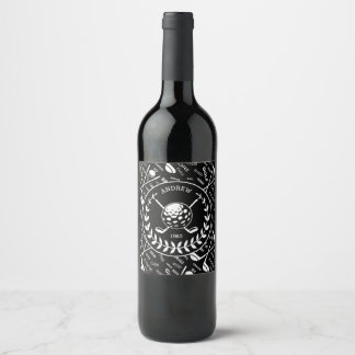 Personalised golfer stylish golf logo wine label