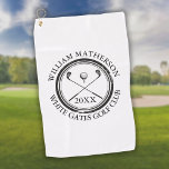 Personalised Golfer's Name Club Name And Date Golf Towel<br><div class="desc">Featuring an aged stamp effect classic retro design,  personalise the golfer's name,  golf club and date to create a great keepsake for all golfers. Designed by Thisisnotme©</div>
