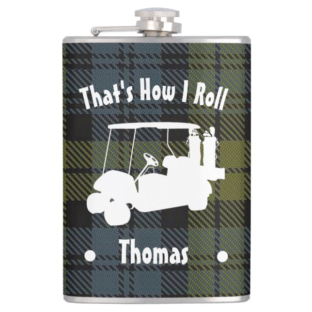 Personalised Golfer's Vinyl Wrapped Flask (Front)