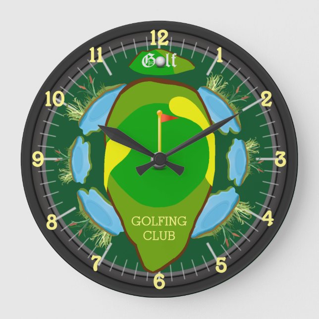 Personalised Golfing Club Large Clock (Front)