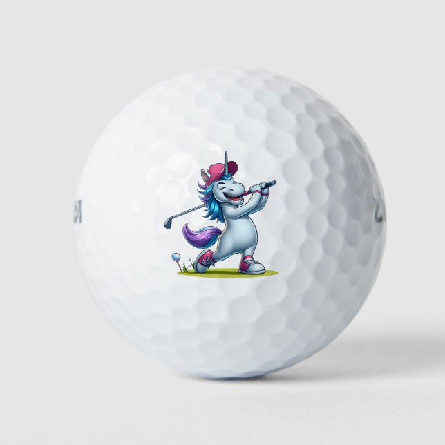 Personalised Golfing Unicorn Girl Golf Ball (Front)