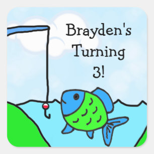 Personalised Gone Fishing Boy's Birthday Stickers