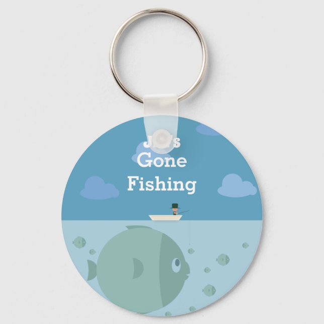 Personalised Gone Fishing | Name  Key Ring (Front)
