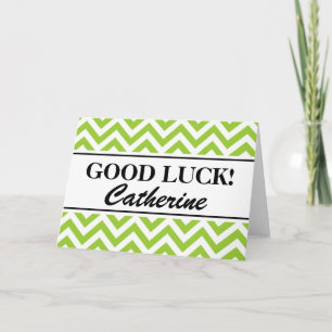 Personalised good luck cards with chevron pattern
