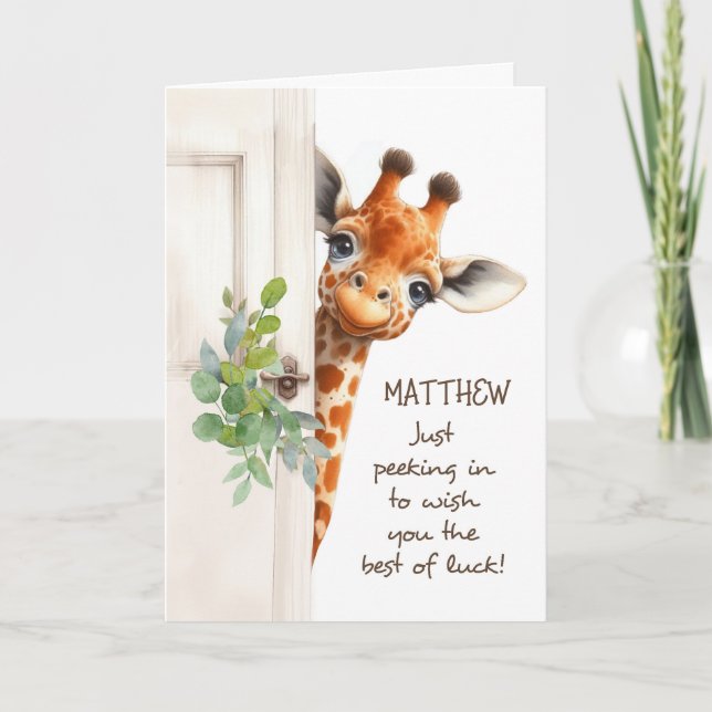 Personalised Good Luck Giraffe Card (Front)